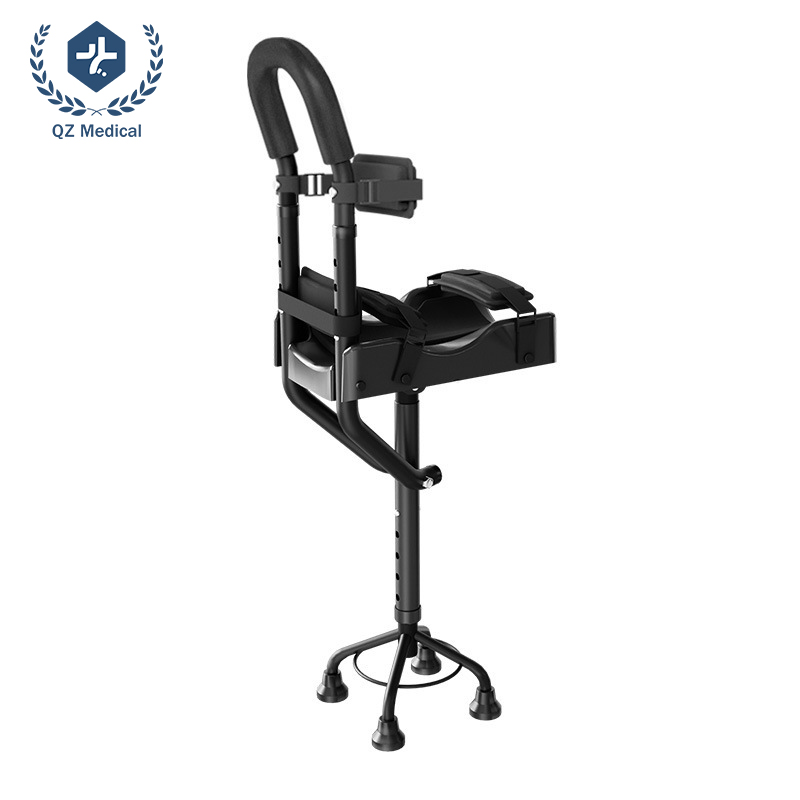 Ankle Fracture Crutch with Non-Slip Quad Base & Hands-Free Design - 330lbs Heavy Duty Adjustable Knee Walker for Leg Injury Recovery, Aluminum Alloy & EVA Padding (150-190cm Height)