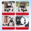 4-Wheel Rollator with Dual Brakes & 360° Swivel Wheels | 8.14kg Lightweight High-Carbon Steel Walker - 6-Level Adjustable Handles & 30x30cm Leather Seat for Seniors/Rehab