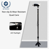 10-Level Adjustable LED Walking Cane with Aircraft-Grade Aluminum Alloy | 150kg Capacity & Non-Slip Quad Base for Seniors/Night Mobility/Rehabilitation