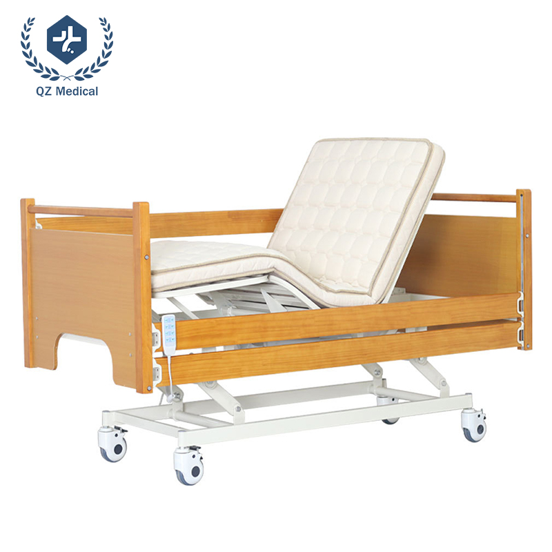 Electric Solid Wood 3-Function Adjustable Bed - 75° Backrest & 45° Leg Lift with Silent Casters & Remote Control for Elderly/Home Care (2050mm)