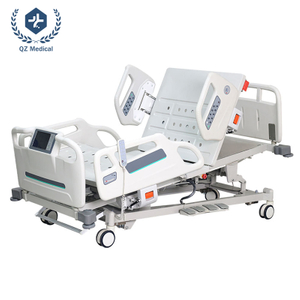 ICU Medical Bed with Weight Monitoring & LCD Touchscreen - 5-Function Electric Hospital Bed with Hydraulic Guardrails, CPR Override & Silent Casters for Critical Care/Home Use