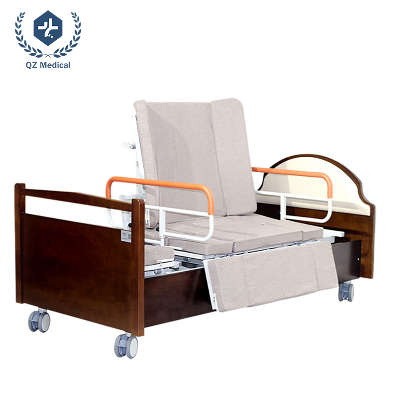 Smart Electric Nursing Bed with 90° Rotation & Turn Assist - Motorized Hospital Bed for Elderly/Long-Term Care, Steel-Wood Frame & Silent Casters, 6cm Thick Mattress & Remote Control