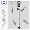 10-Level Adjustable LED Walking Cane with Aircraft-Grade Aluminum Alloy | 150kg Capacity & Non-Slip Quad Base for Seniors/Night Mobility/Rehabilitation