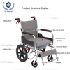 3-in-1 Shower Commode Wheelchair Aluminum Frame 100kg Capacity Foldable Bathroom Mobility Chair