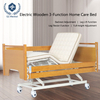 Electric Solid Wood 3-Function Adjustable Bed - 75° Backrest & 45° Leg Lift with Silent Casters & Remote Control for Elderly/Home Care (2050mm)