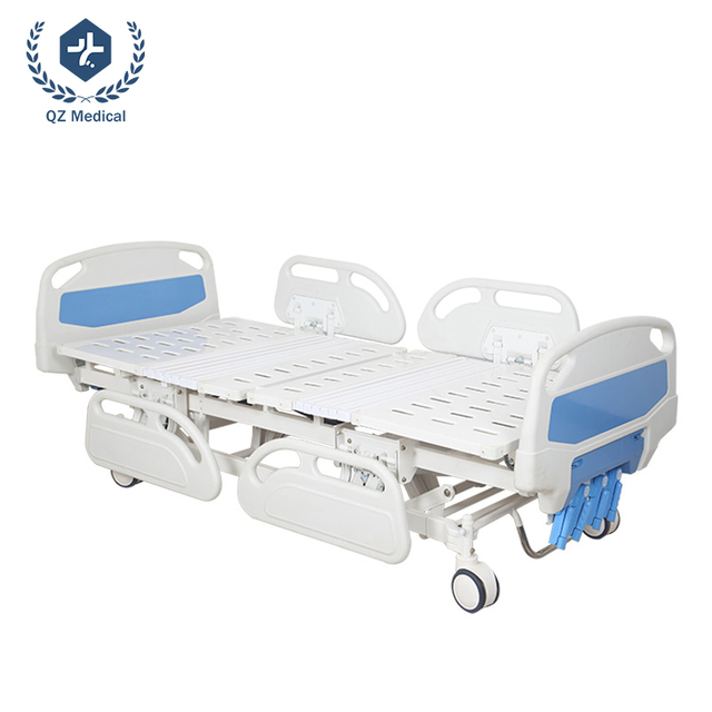5-Function Manual Hospital Bed - 75° Backrest/25° Leg Lift, Tilting Base & Height Adjustable (450-750mm), Reinforced Cold-Rolled Steel Frame with Drop Rails - 250kg Capacity​​