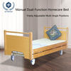 Manual 2-Function Home Care Bed with 75° Backrest & Waterproof Mattress - Adjustable Solid Wood Bed for ElderlyBedridden Patients, Silent Casters & 6cm Ventilated Mattress Included