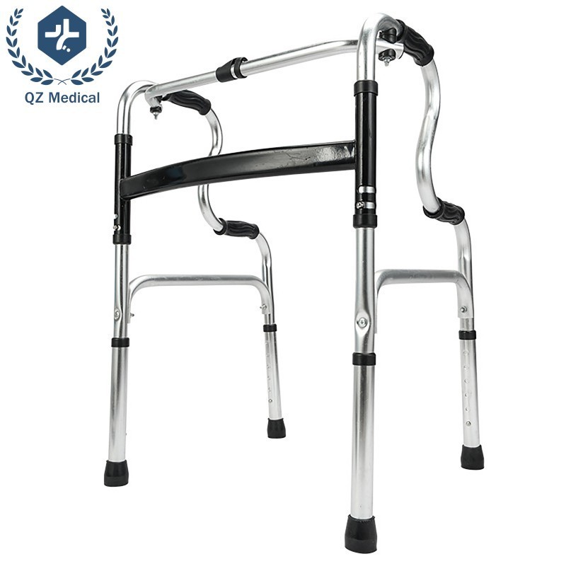 6-Position Adjustable Folding Walker with Shower Seat - 2.5kg Lightweight Aluminum Rollator | 300lb Capacity & Dual-Mode Design for Bathroom/Home/Rehab Use