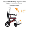 Foldable Electric Wheelchair 15km Long Range | 200W Brushless Motor & IP67 Battery | 18kg Lightweight with 10.5" All-Terrain Wheels for Elderly/Disabled