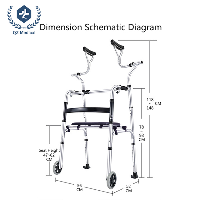 Underarm Support Walker Flip Seat 360lbs Lightweight Aluminum