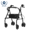 4-Wheel Rollator with Dual Brakes & 360° Swivel Wheels | 8.14kg Lightweight High-Carbon Steel Walker - 6-Level Adjustable Handles & 30x30cm Leather Seat for Seniors/Rehab