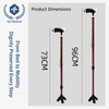 10-Level Adjustable LED Walking Cane with Aircraft-Grade Aluminum Alloy | 150kg Capacity & Non-Slip Quad Base for Seniors/Night Mobility/Rehabilitation