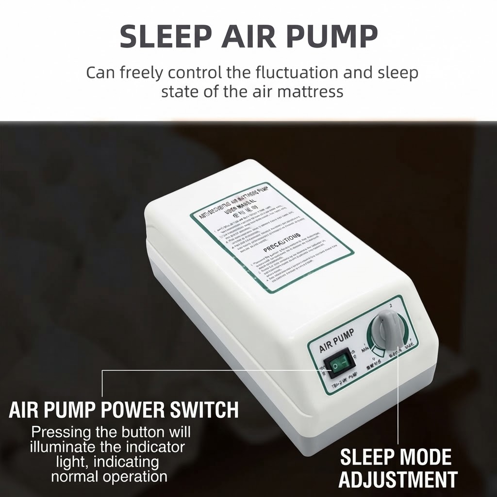 Medical grade quiet compressor pump with pressure adjustment dial on hospital ripple mattress supplier system
