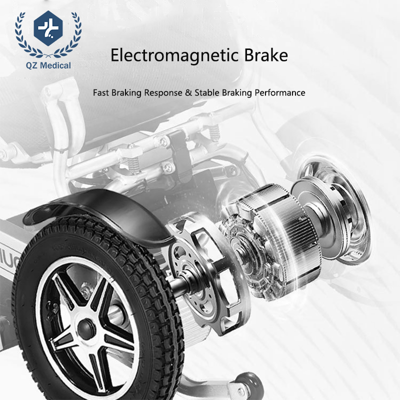 Dual brushless hub motors with automatic electromagnetic braking system on b2b electric wheelchair supplier model