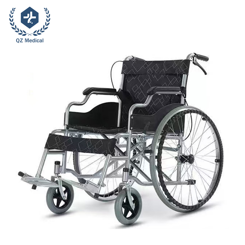 Powder Coated Steel Frame Manual Wheelchair with Solid Wheels for Daily Care Use
