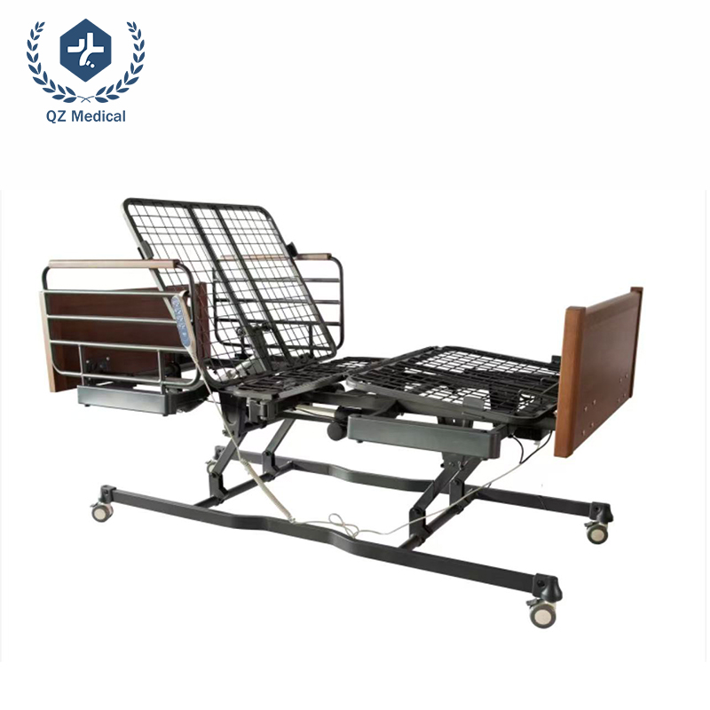 Welded steel wire mesh grid platform deck on electric long term care bed for mattress breathability
