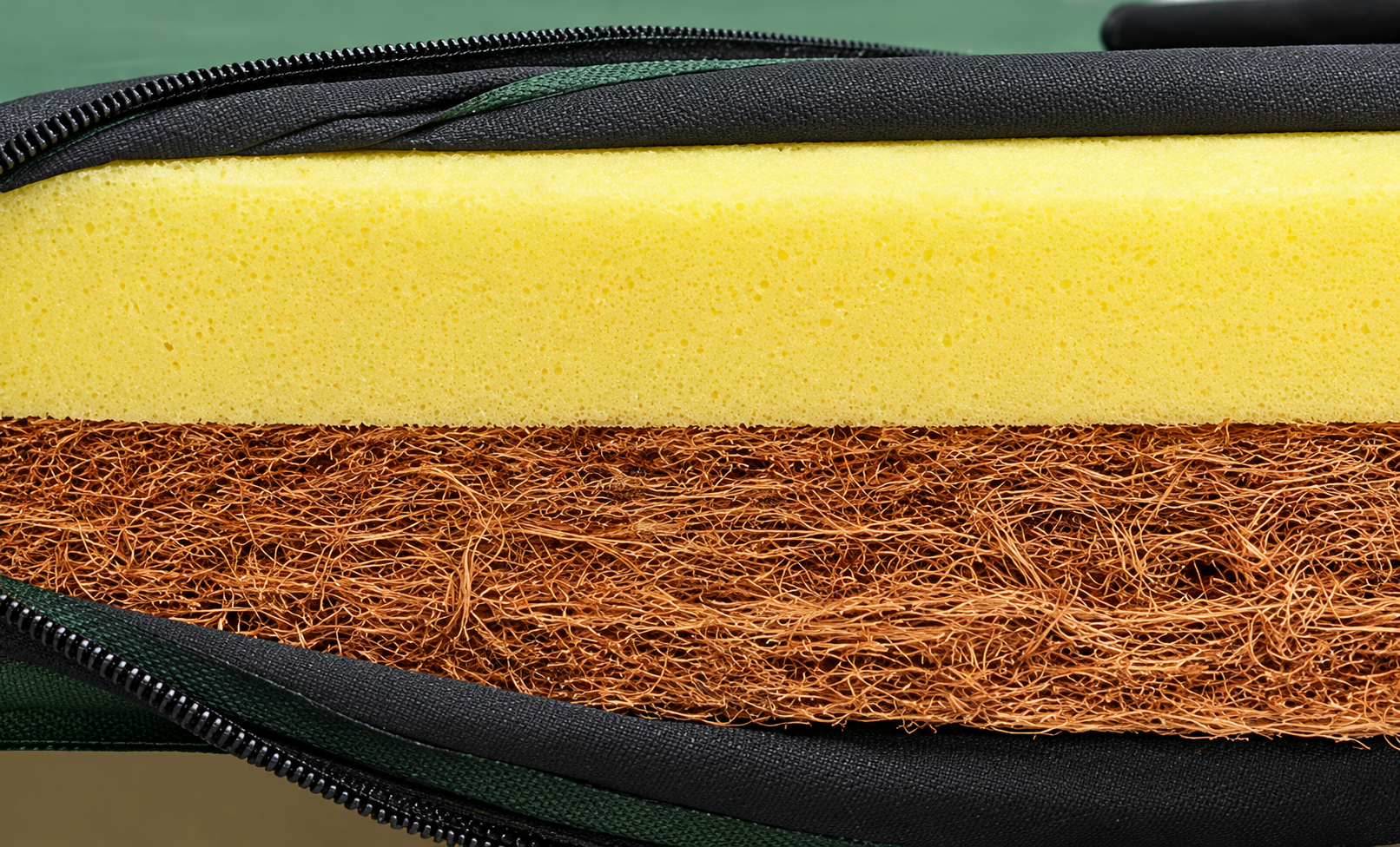 Cross section of natural coconut palm fiber and high density foam hybrid medical mattress